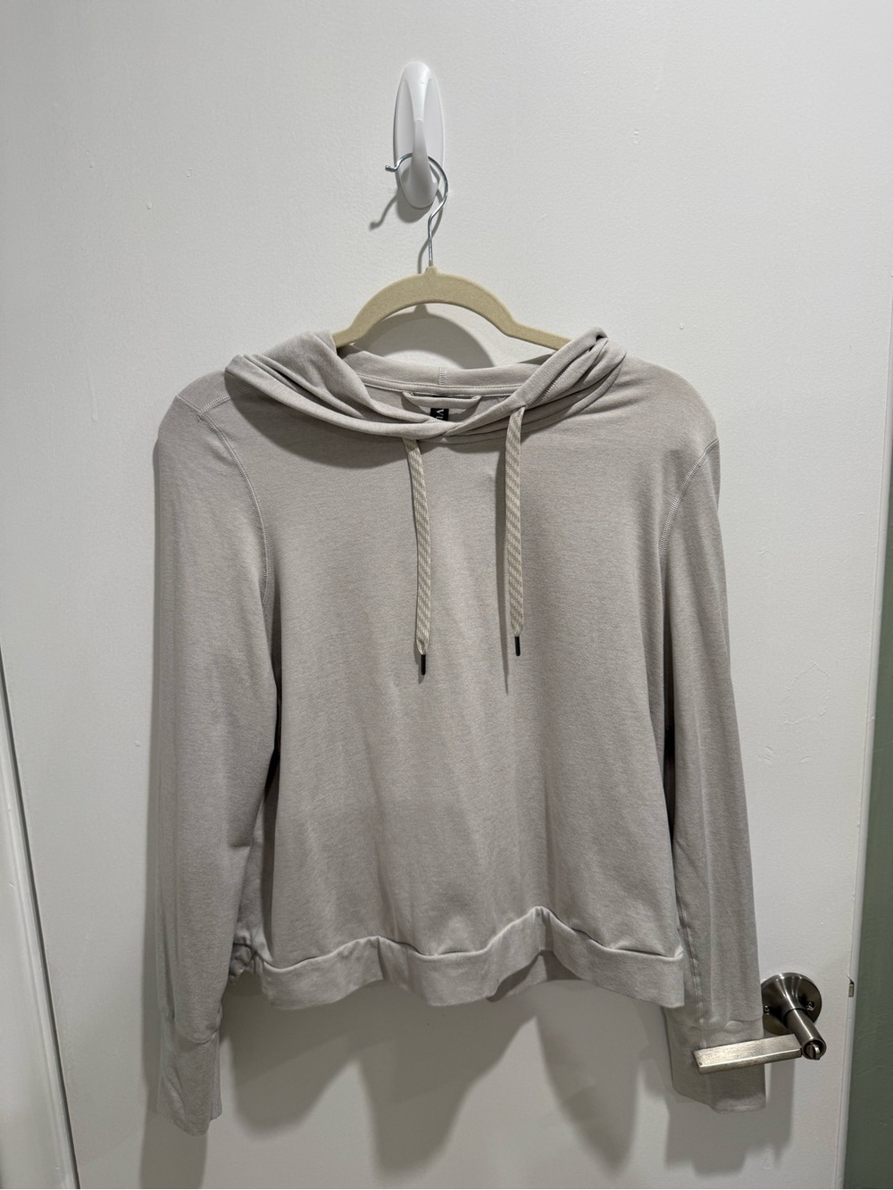 Vuori Light Taupe Hoodie with Striped Drawstrings